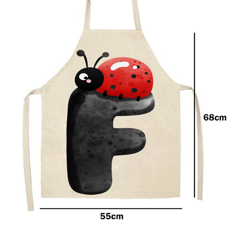 Insect F Print Apron Linen Waterproof Cooking Bibs Chefs Pinafore (68x55cm)