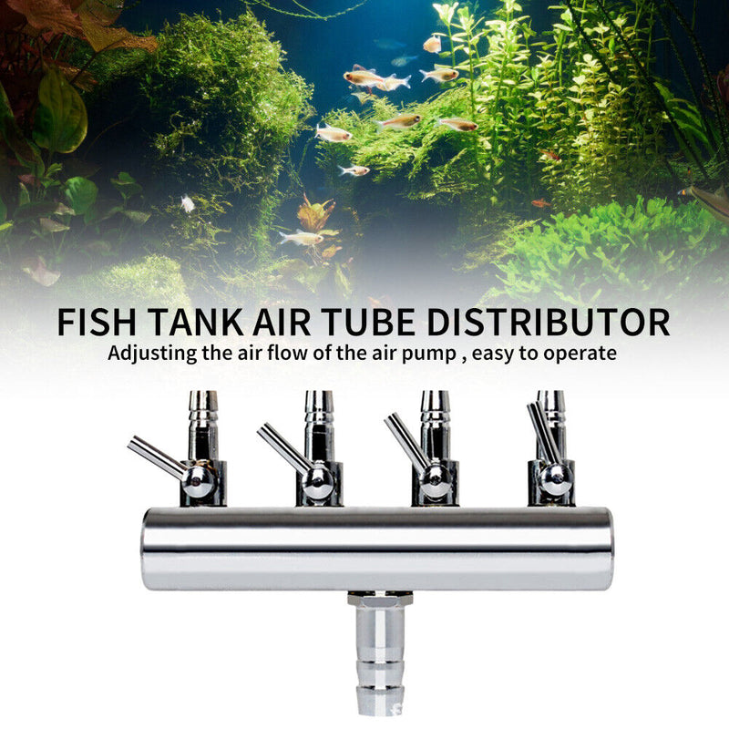 Stainless Steel Flow Splitter Distributor Aquarium Fish Tank Oxygen Inlet Pump