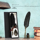 Retro Calligraphy Feather Dip Pen with 2 Nib Set Writing Gift Box (Black) Newly