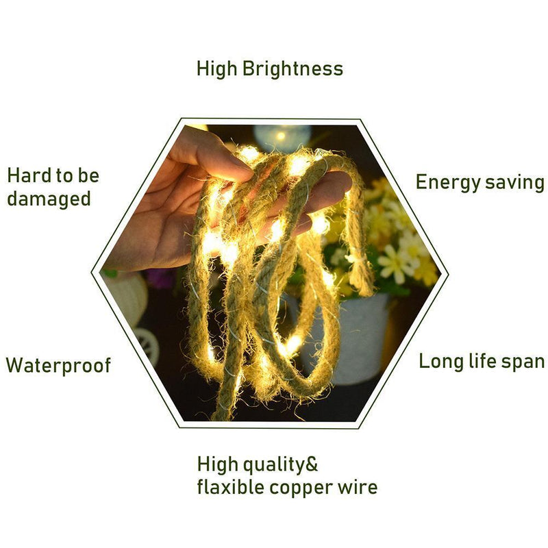Retro Rope Fairy Lamps 8 Modes for Home Holiday Party (5m+solar energy)