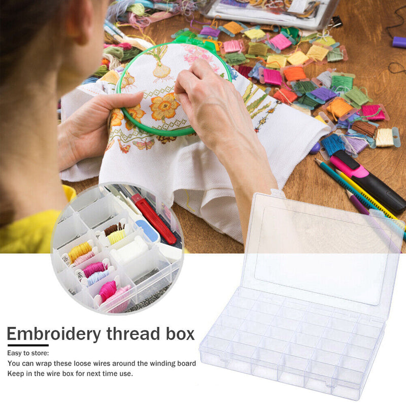 Bobbins Organizer Case 36 Grids Cross Stitch Embroidery Storage Box