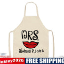Unisex Red Lip Print Aprons Linen Women Cooking Cuisine Dinner Apron Bibs
