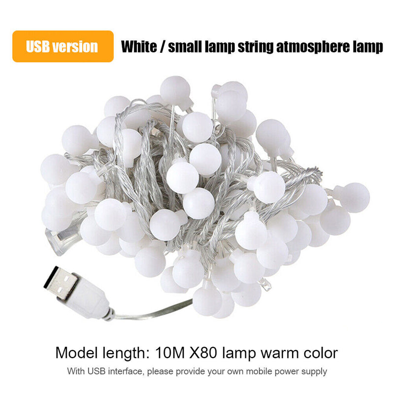 10m Camping LED Light String USB Hanging Decorative Lights (Warm Light) Newly