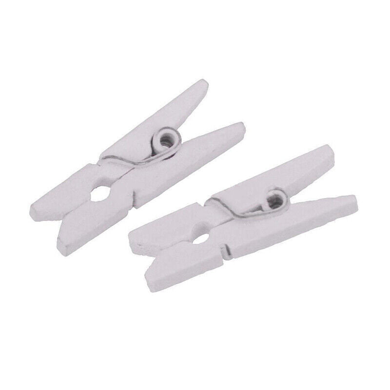 50X Mini White Wooden DIY Handmake Photo Paper Peg Clips Scrapbooking Z3N3