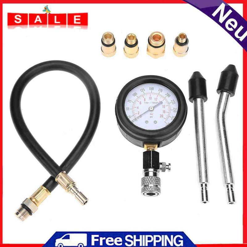 Gas Motor Cylinder Compression Tester Tool Kit Pressure Gauge with Adapter
