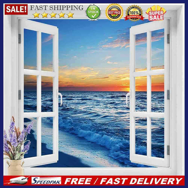 Window Sea Oil Paint By Numbers Kits Canvas Picture Wall Art DIY Craft Coloring
