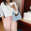 Elegant Pleated Handbag Women PU Leather Travel Totes Purse Fashion Shoulder Bag
