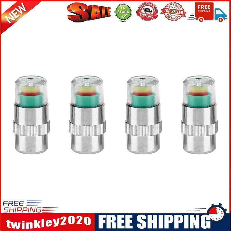 4pcs 2.4Bar Car Auto Tire Pressure Monitor Valve Stem Caps Indicator Covers