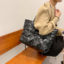 Women Fashion Cotton Large Shoulder Tote Bag Winter Pure Color Bucket Handbag