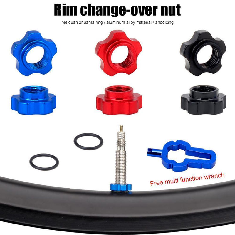 VXM 2pcs/Set MTB Bike Schrader Presta Valve Wheel Converter Nut Rim (Red)