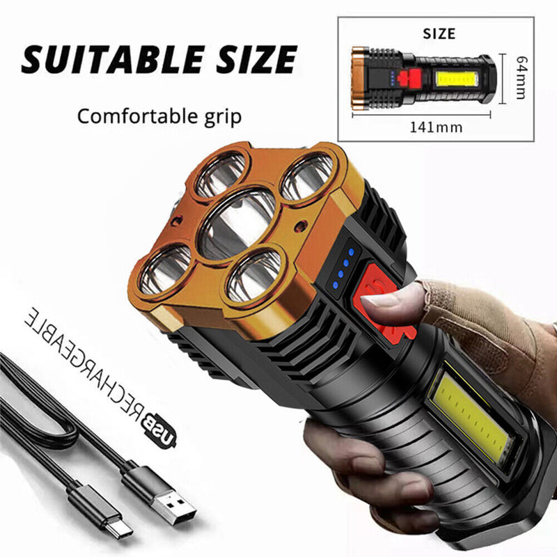 4LED Flashlight Portable USB Charging 500LM COB Flashlight Flashlight Camping Wa