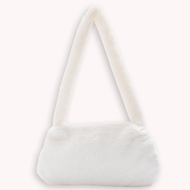 Animal Pattern Underarm Bag Women Mini Plush Shoulder Handbags Purse (1)