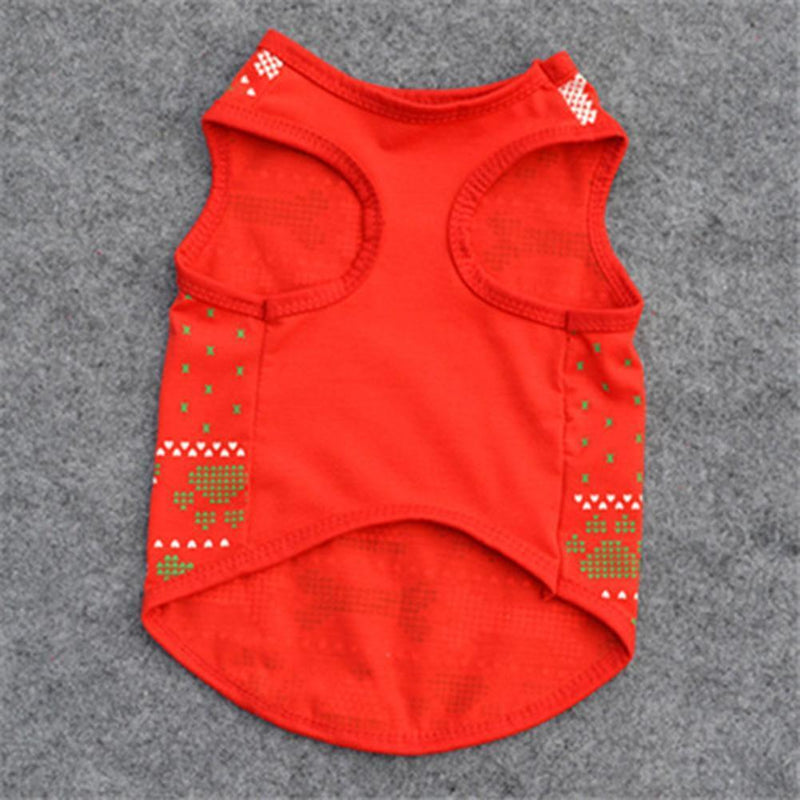 Cartoon Christmas Cotton Puppy Pets Dogs Costume T-Shirts (Bone Printing XS