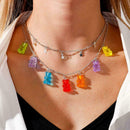 Creative Bungee Cool Girl Transparent Jelly Color 7 Necklace Bear Chain I0Q3