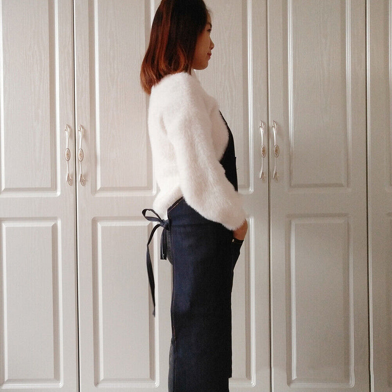 Unisex Hanging Neck Hotel Restaurant Cafe Barber Shop Bakery Waiter Denim A