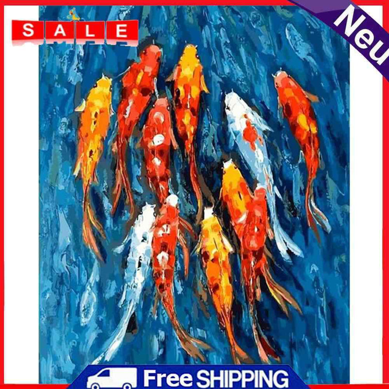 Full Embroidery Koi Fish Stamped Canvas 11CT DIY Cross Stitch Kits Decor Gifts