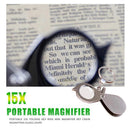 Handheld Mini Magnifying Glass Lens 15X Folding Magnifiers Key Chain Magnifiers