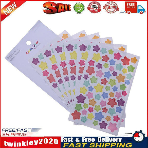 6pcs/set Colorful Star DIY Scrapbooking Diary Photo Album Stickers(Star) Newly