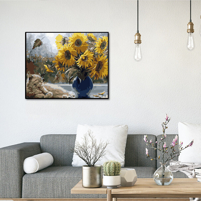 Oil Painting Flower By Numbers DIY Canvas Picture Hand Painted Home Decoration