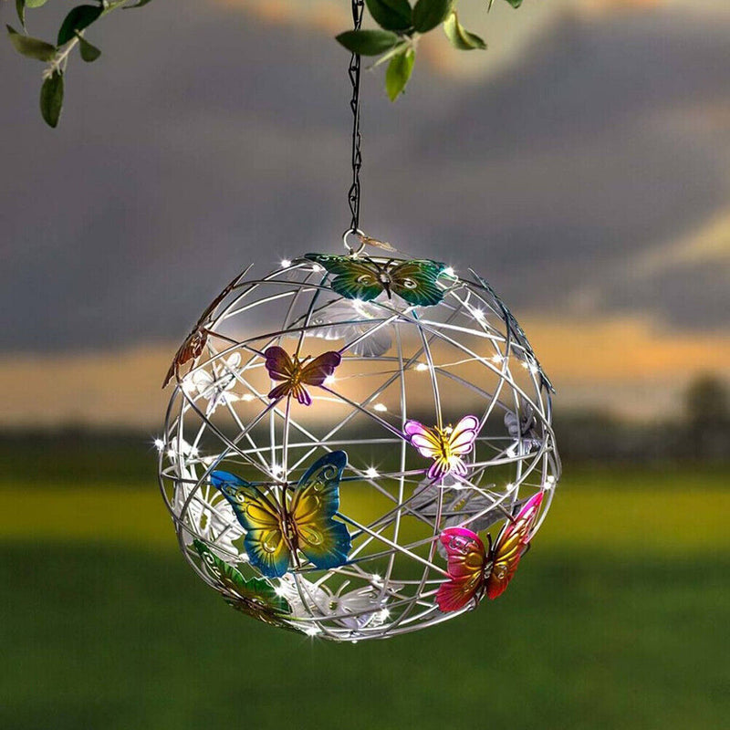 Hanging Solar Luminous Butterflies Round Ball Light Decorative Lighting Lamp