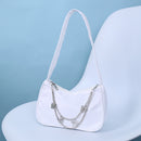 Fashion Women Pure Color Butterfly Chain Underarm Bag Hobos Handbag (White)