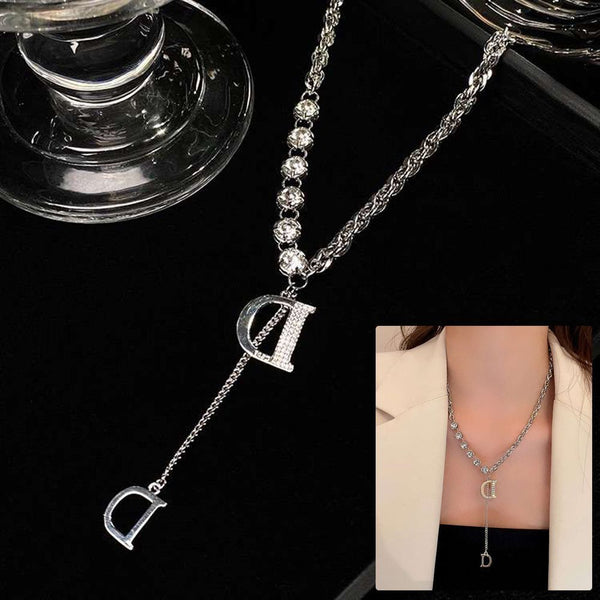 Exquisite Flash Adjustable Necklace D Letter Metallic Wind Fashion Jewelry