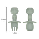 2pcs Baby Silicone Fork Spoon Set Toddler Learn To Eat Children Soft Utensi