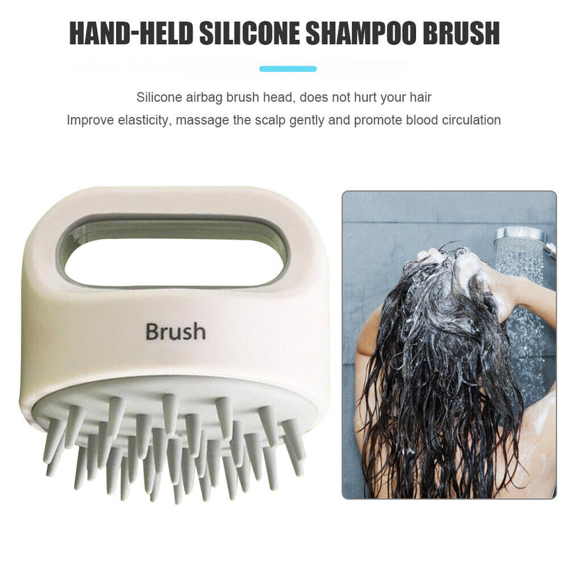 Silicone Scalp Head Massager Comb Handheld Hair Washing SPA Brush (Grey) Newly