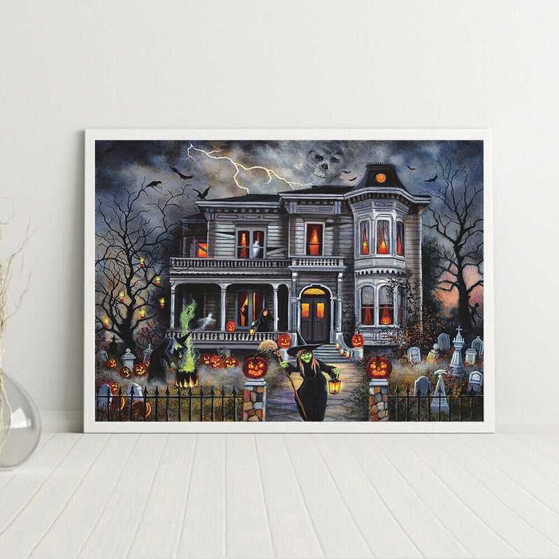 Frameless Painting By Numbers Kit DIY Halloween Drawing On Canvas Art Craft