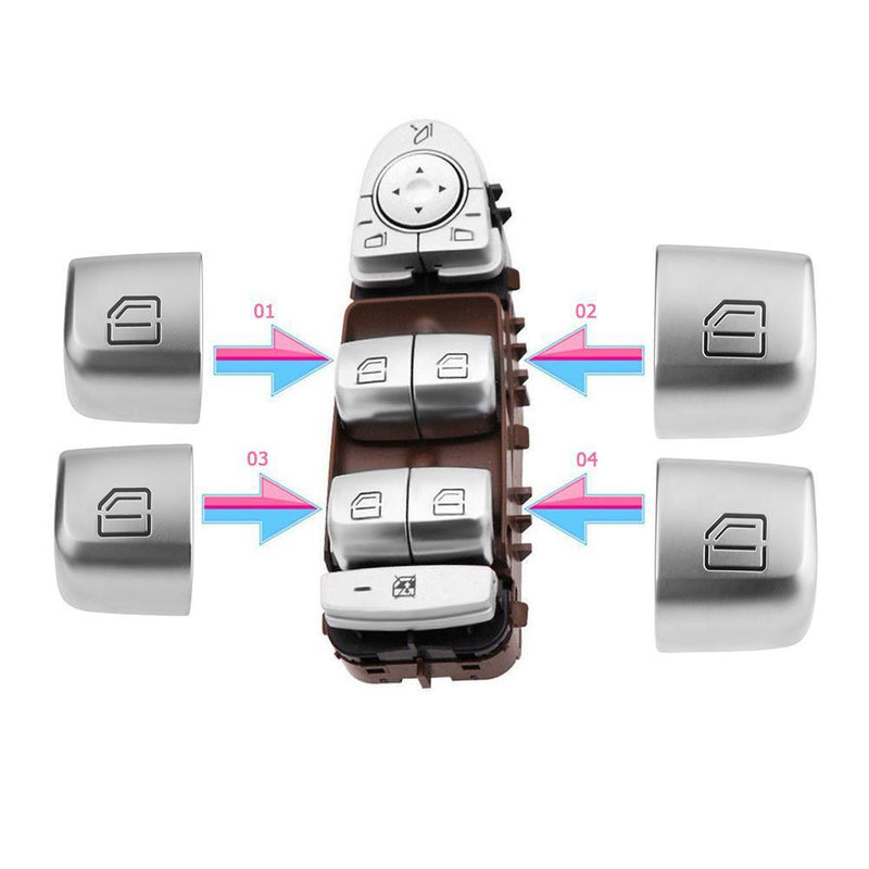 4pcs/set Master Window Switch Repair Button Caps for Mercedes Benz C Class