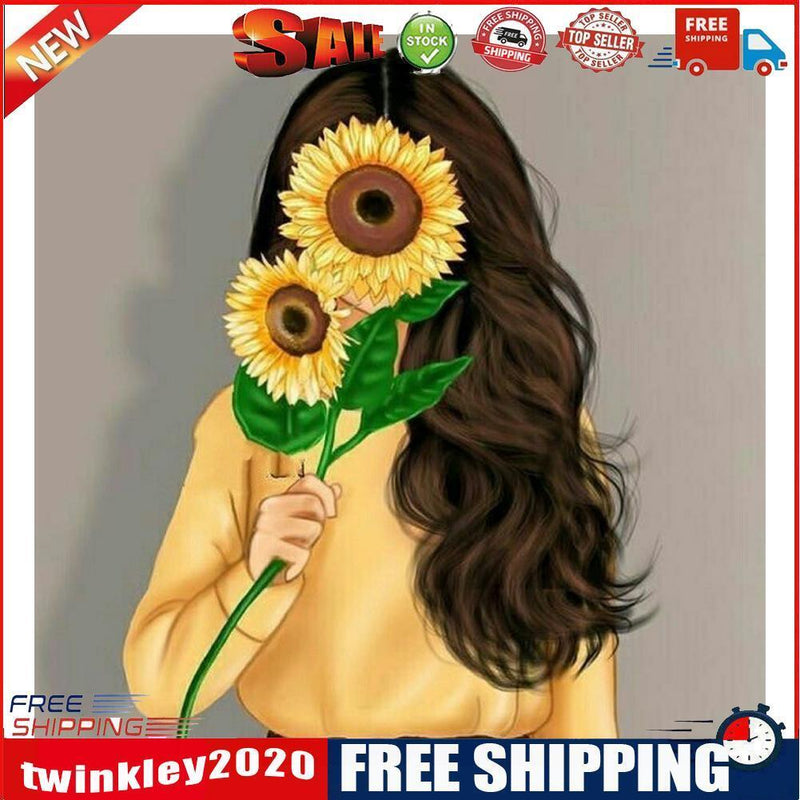 5D Diamond Painting Kit Sunflower Girl Full Round Drill DIY Mosaic Picture