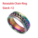 Wedding Party Stainless Rotatable Chain Ring Titanium Steel Spinner Band Rings