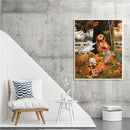 #A Cat Dog in Autumn Oil Paint By Numbers Kit Frameless Drawing Picture Art Deco