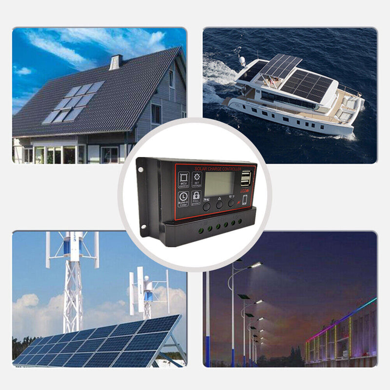 12V24V PWM Solar Charge Controller LCD USB Panel Battery Regulator (30A) Newly