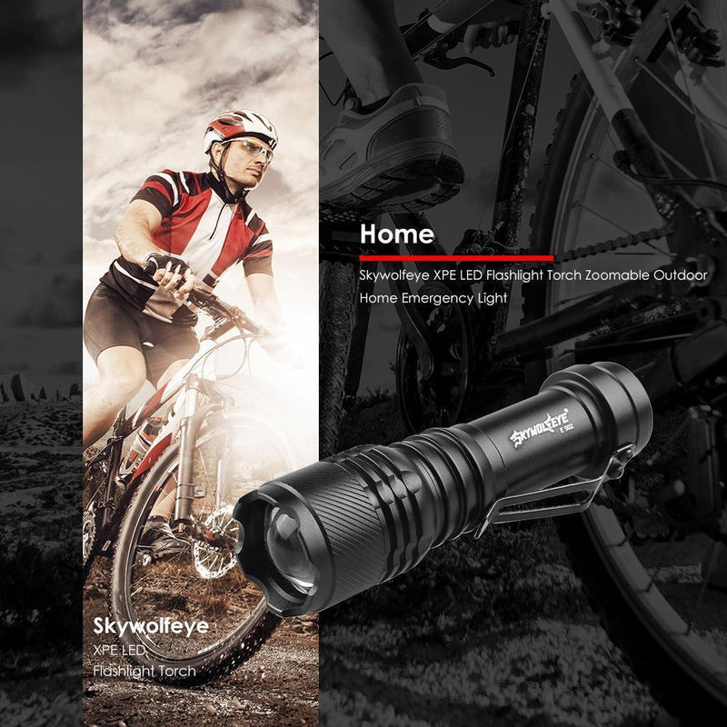 Skywolfeye XPE LED Flashlight Zoomable Outdoor Home Emergency Light
