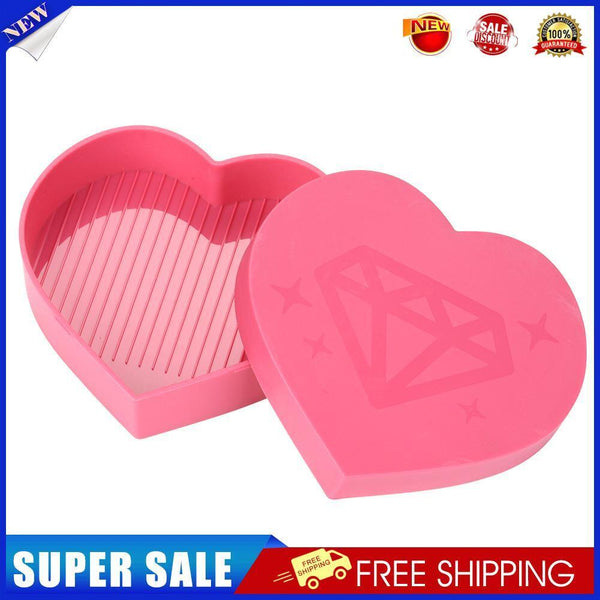 5D Diamond Painting Tray Plastic Heart Shape Drill Plate 7x7cm (Pink)