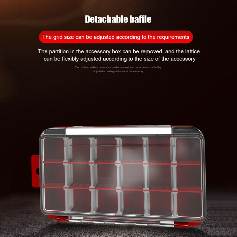 2 Layer Fishing Hook Lures Bait Box Waterproof Fishing Tackle Case (Red) Newly