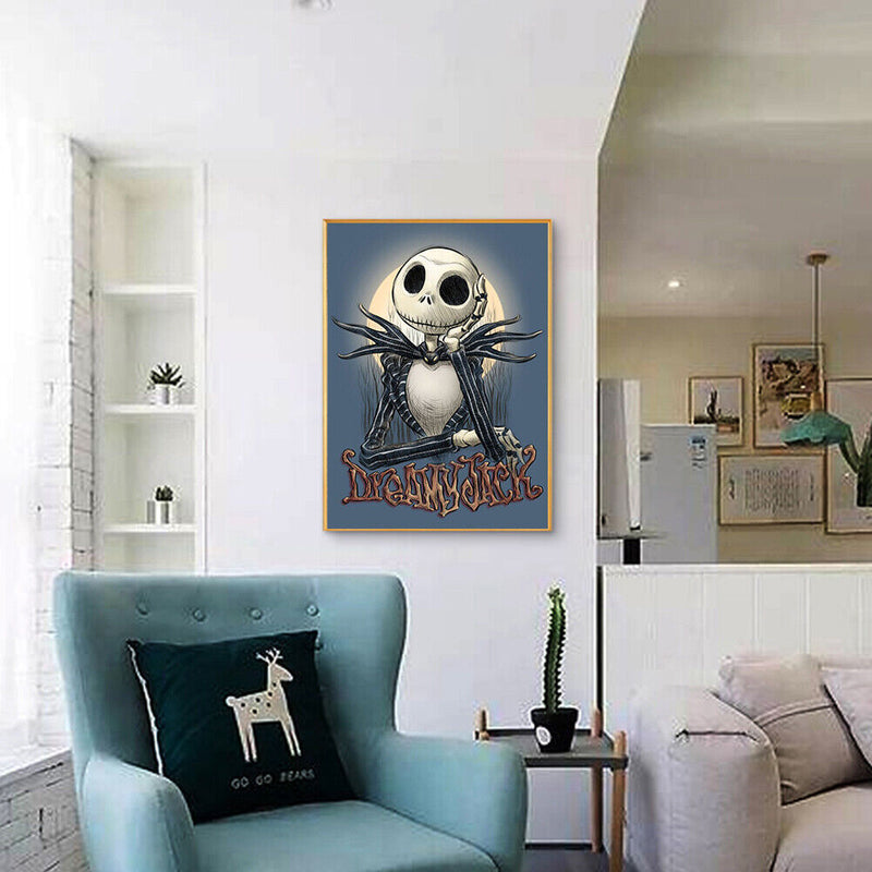 40x50cm Frameless Oil Paint By Numbers DIY Skeleton Face Painted Canvas Picture