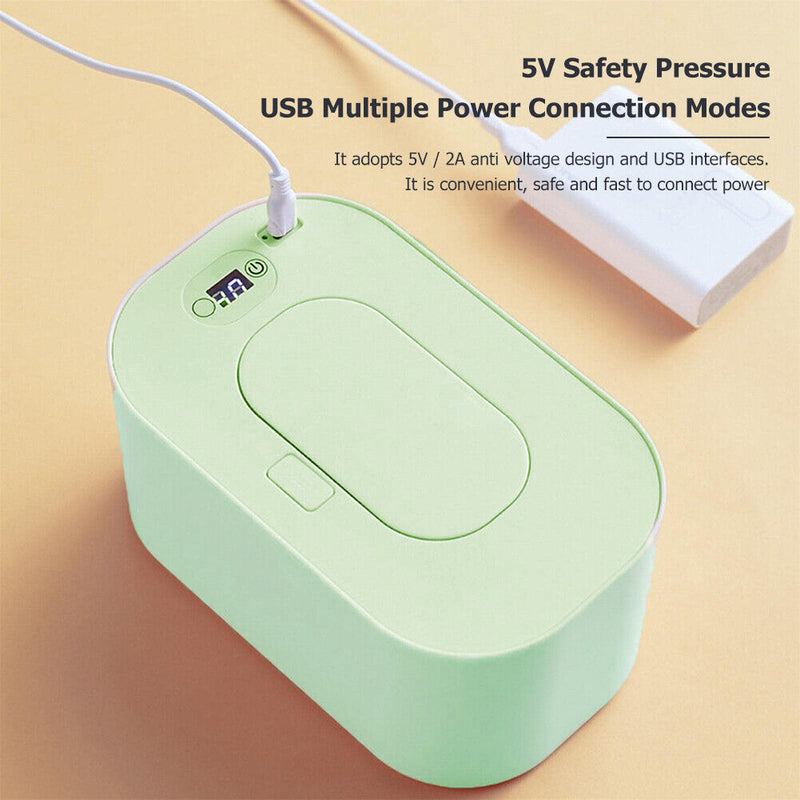 USB Baby Wet Wipes Heater Home Car Tissue Paper Warmer Warming Box (Green) Newly
