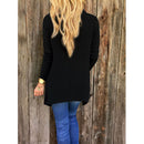 Women Long Sleeve Knitted Cardigan Loose Sweater Outwear Tassel Black M