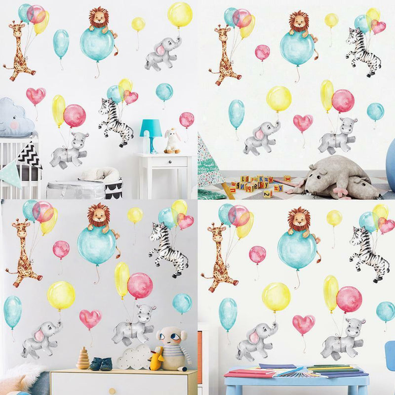 Cartoon Balloon Elephant Wall Stickers Kids Rooms Bedrooms Room Living H4T4