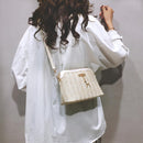 Women Shoulder Bag Straw Weave Phone Purse Zip Shell Shoulder Crossbody Handbag