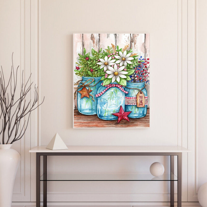 Glass Bottle Flower Oil Paint By Numbers Kit DIY Home Decoration Gift Wall