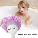 Women Night Sleep Hair Cap Satin Adjustable Curly Hair Styling Hat (Purple)