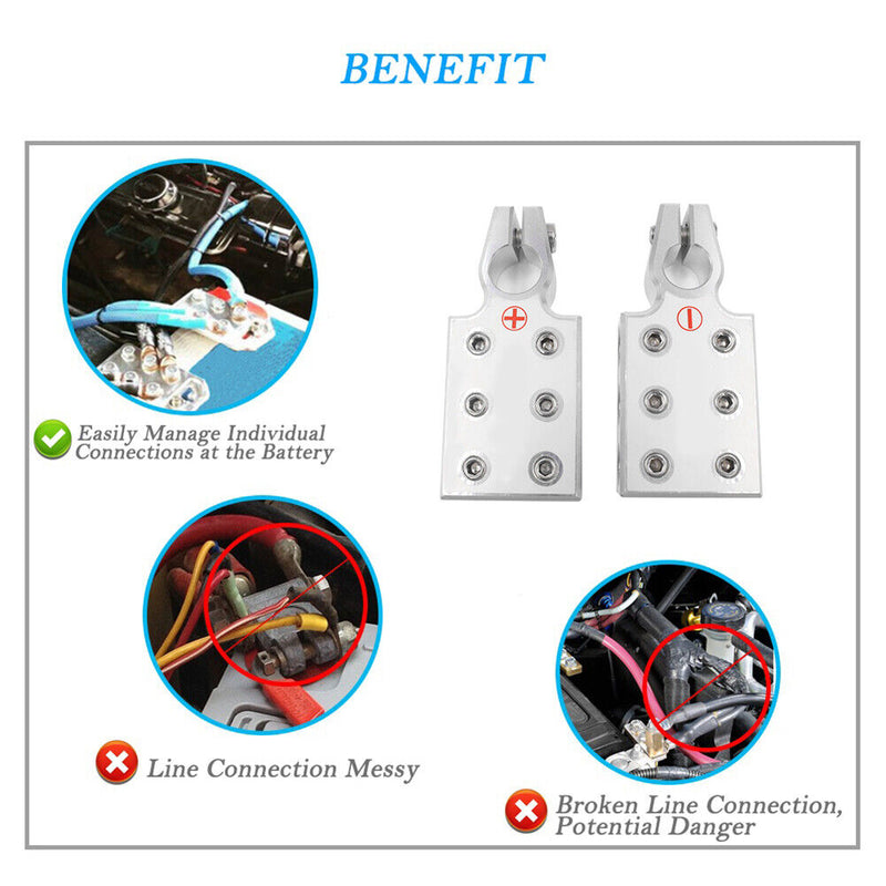 2pcs Car Audio Battery Terminal Connectors Positive Negative Battery Clamps