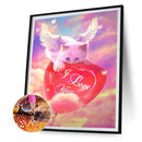 Handmade Angel Cat Heart 5D DIY Full Round Drill Drawing Kit Diamond Painting