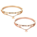 Jewelry Women Heart Dangle Bracelet Stainless Steel Roma Letter Cuff Bangles