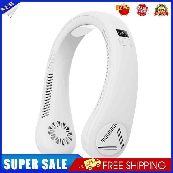 #A 4000mAh Air Conditioner Cooling Hanging Neck Fan Leafless Personal Wearable F