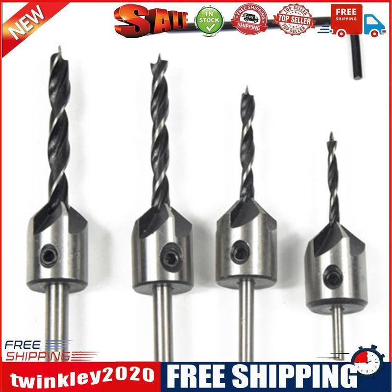 4pcs Countersink Drill Woodworking HSS Drill Bit Kit for Drilling Holes