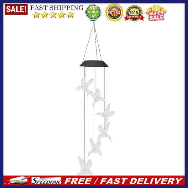 Solar Wind Chime Lamps Color Changing Hummingbird Pendant Lights Garden Decor